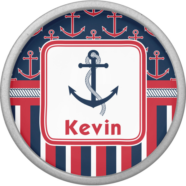 Nautical Anchors & Stripes Cabinet Knob - Nickel - Front