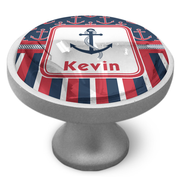 Nautical Anchors & Stripes Cabinet Knob - Nickel - Side