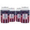 Nautical Anchors & Stripes Can Cooler (12 oz) - Set of 4 w/ Name or Text