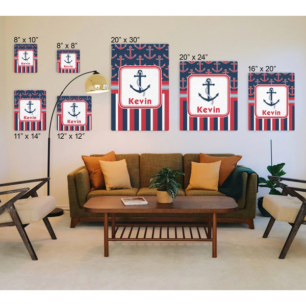 Nautical Anchors & Stripes Canvas Prints - Multiple Sizes