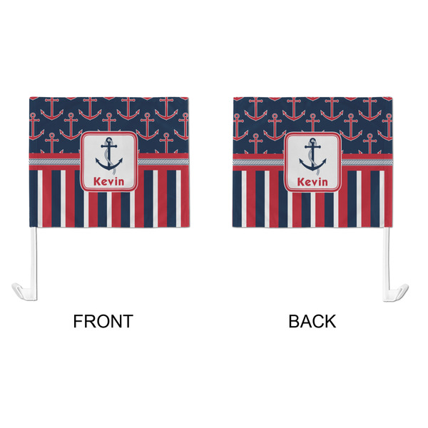 Nautical Anchors & Stripes Car Flag - Large - APPROVAL