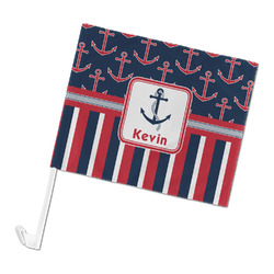 Nautical Anchors & Stripes Car Flag (Personalized)