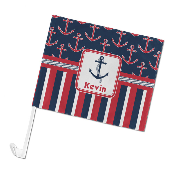 Custom Nautical Anchors & Stripes Car Flag (Personalized)