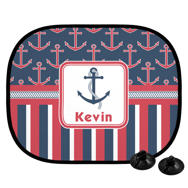 Custom Nautical Anchors & Stripes Car Side Window Sun Shade (Personalized)