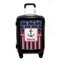 Nautical Anchors & Stripes Carry On Hard Shell Suitcase (Personalized)