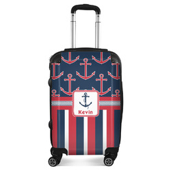 Nautical Anchors & Stripes Suitcase - 20" Carry On (Personalized)