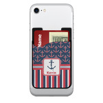 Nautical Anchors & Stripes 2-in-1 Cell Phone Credit Card Holder & Screen Cleaner (Personalized)