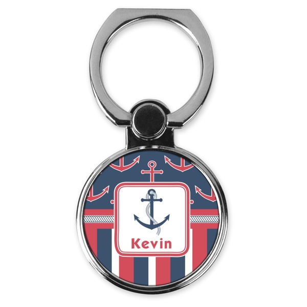 Custom Nautical Anchors & Stripes Cell Phone Ring Stand & Holder (Personalized)