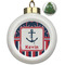 Nautical Anchors & Stripes Ceramic Ball Ornament - Christmas Tree (Personalized)