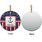 Nautical Anchors & Stripes Ceramic Flat Ornament - Circle Front & Back (APPROVAL)