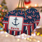 Nautical Anchors & Stripes Ceramic Flat Ornament - PARENT