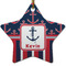 Nautical Anchors & Stripes Ceramic Flat Ornament - Star (Front)