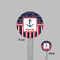 Nautical Anchors & Stripes Clear Plastic 7" Stir Stick - Round - Front & Back