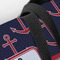 Nautical Anchors & Stripes Closeup of Tote w/Black Handles