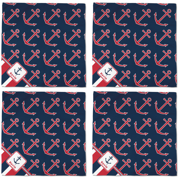 Nautical Anchors & Stripes Cloth Napkins - Personalized Dinner (APPROVAL) Set of 4