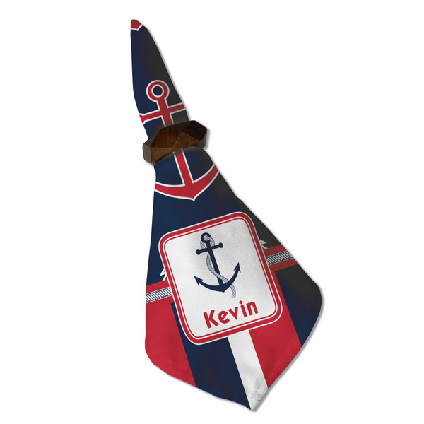 Nautical Anchors & Stripes Cloth Napkins - Personalized Dinner (Folded in Ring) (MAIN)