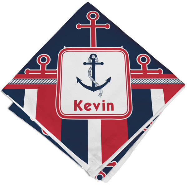 Custom Nautical Anchors & Stripes Cloth Napkin w/ Name or Text