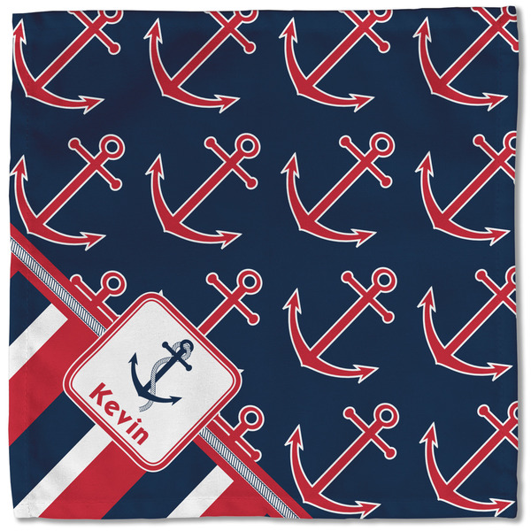 Nautical Anchors & Stripes Cloth Napkins - Personalized Lunch (Single Full Open)