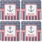Nautical Anchors & Stripes Coaster Rubber Back - Apvl