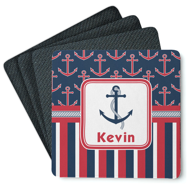Nautical Anchors & Stripes Coaster Rubber Back - Main