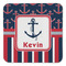 Nautical Anchors & Stripes Coaster Set - FRONT (one)