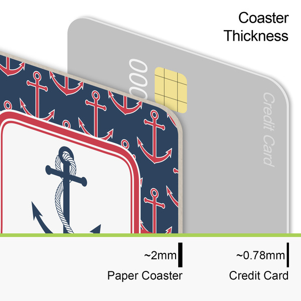 Nautical Anchors & Stripes Coaster Thickness