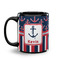 Nautical Anchors & Stripes Coffee Mug - 11 oz - Black