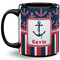 Nautical Anchors & Stripes Coffee Mug - 11 oz - Full- Black
