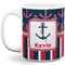 Nautical Anchors & Stripes Coffee Mug - 11 oz - Full- White