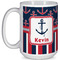 Nautical Anchors & Stripes Coffee Mug - 15 oz - White Full