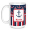Nautical Anchors & Stripes Coffee Mug - 15 oz - White