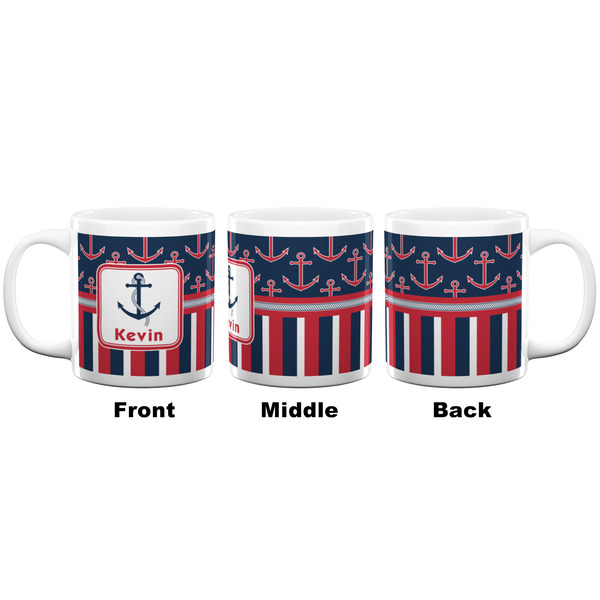Nautical Anchors & Stripes Coffee Mug - 20 oz - White APPROVAL