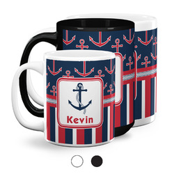 Nautical Anchors & Stripes Coffee Mug (Personalized)