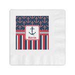 Nautical Anchors & Stripes Coined Cocktail Napkins (Personalized)