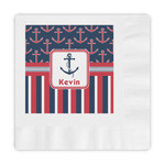 Nautical Anchors & Stripes Embossed Decorative Napkins (Personalized)