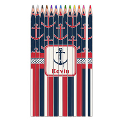 Nautical Anchors & Stripes Colored Pencils (Personalized)