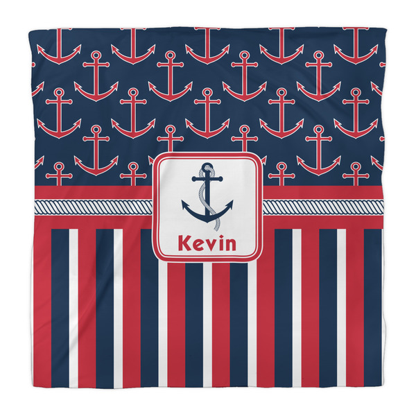 Nautical Anchors & Stripes Comforter - Queen - Front