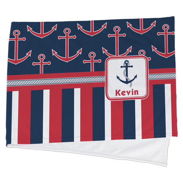 Custom Nautical Anchors & Stripes Cooling Towel (Personalized)