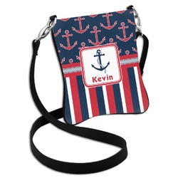 Nautical Anchors & Stripes Cross Body Bag - 2 Sizes (Personalized)