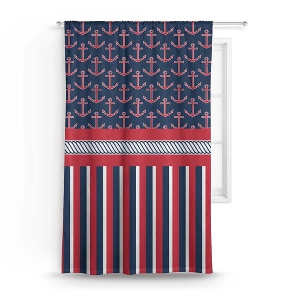 Custom Nautical Anchors & Stripes Curtain - 50"x84" Panel