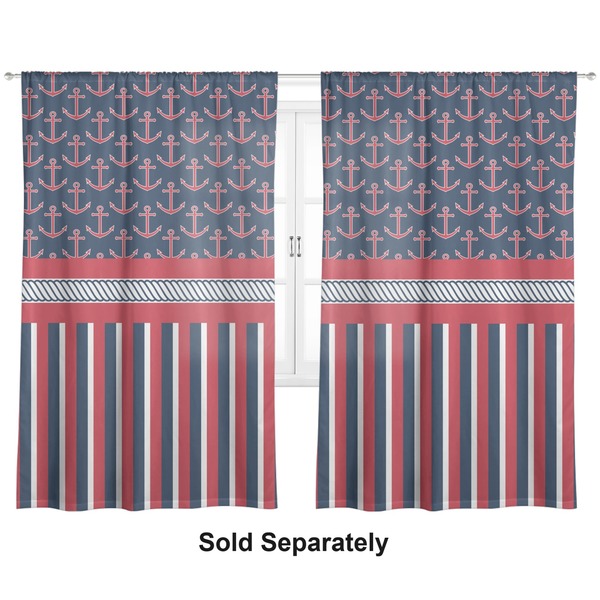 Custom Nautical Anchors & Stripes Curtain Panel - Custom Size