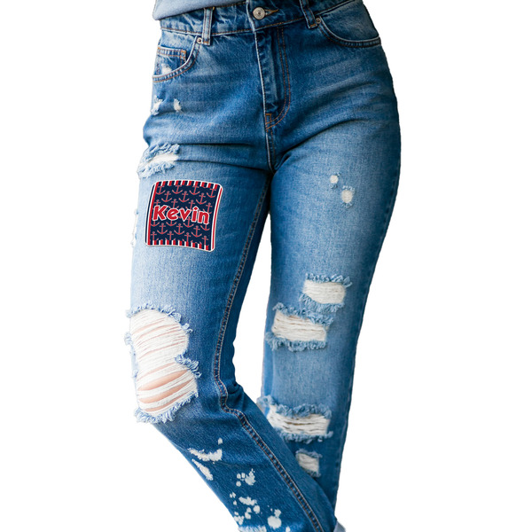 Nautical Anchors & Stripes Custom Shape Iron On Patches - L - single APPROVAL