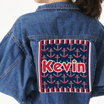 Nautical Anchors & Stripes Twill Iron On Patch - Custom Shape - 3XL (Personalized)