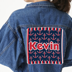 Nautical Anchors & Stripes Twill Iron On Patch - Custom Shape - 3XL (Personalized)