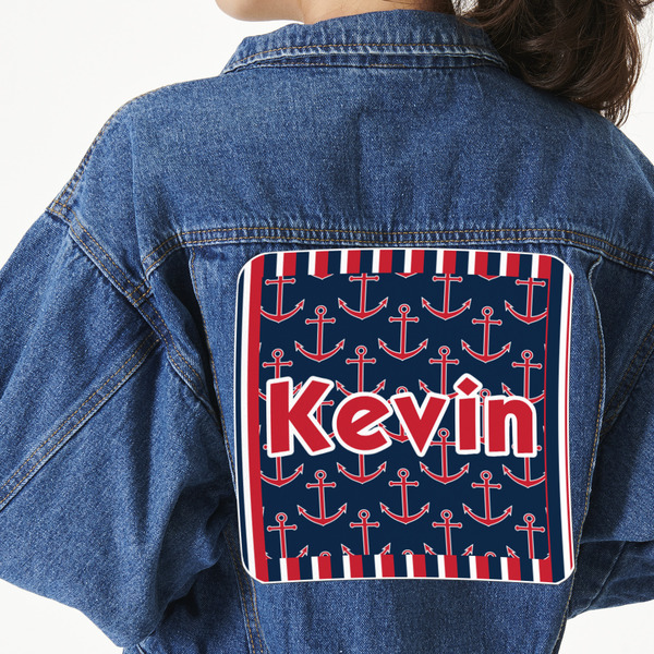 Custom Nautical Anchors & Stripes Twill Iron On Patch - Custom Shape - 3XL (Personalized)