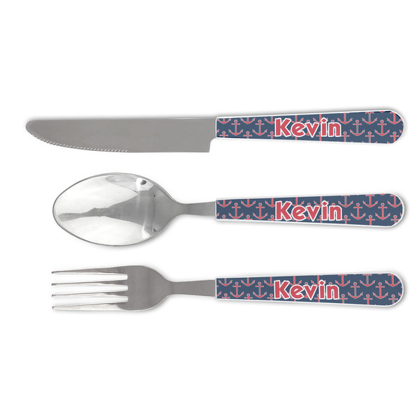 Custom Nautical Anchors & Stripes Cutlery Set (Personalized)
