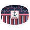 Nautical Anchors & Stripes Plastic Platter - Microwave & Oven Safe Composite Polymer (Personalized)