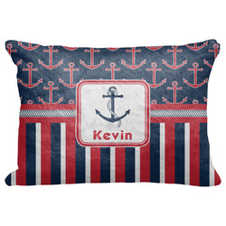 Nautical Anchors & Stripes Decorative Baby Pillowcase - 16"x12" w/ Name or Text