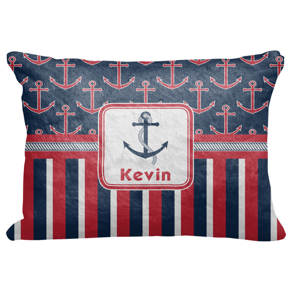 Custom Nautical Anchors & Stripes Decorative Baby Pillowcase - 16"x12" w/ Name or Text