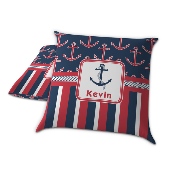 Nautical Anchors & Stripes Decorative Pillow Case - TWO